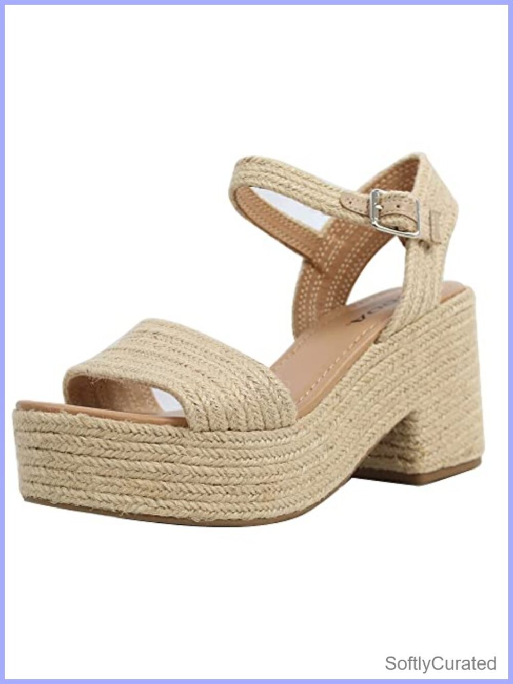 Soda Castle Jute Open Toe Ankle Strap Platform Wedge Sandal